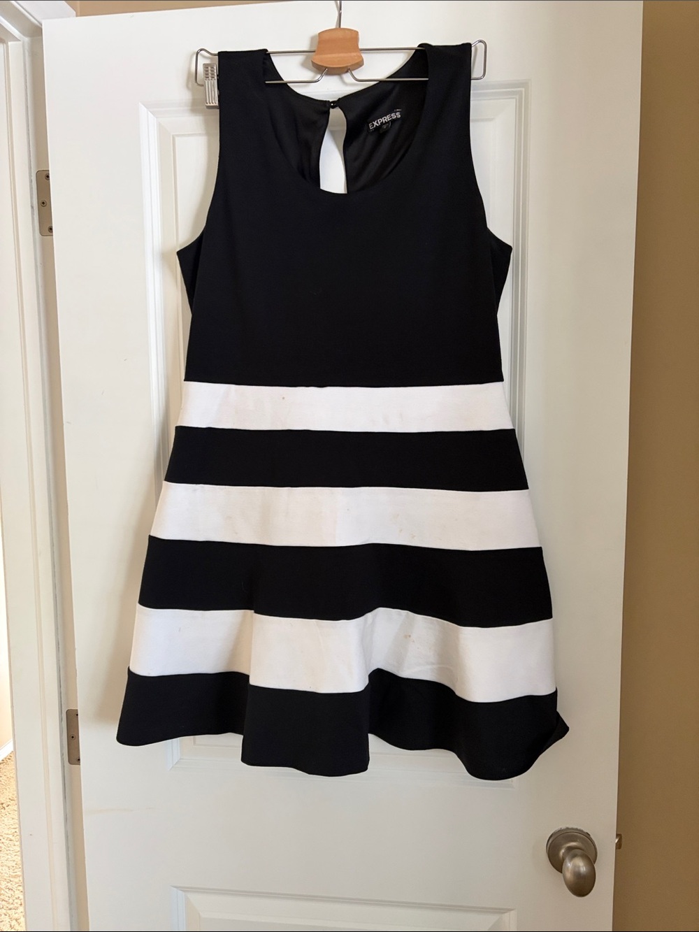Dresses Black & White Striped Fit-and-Flare